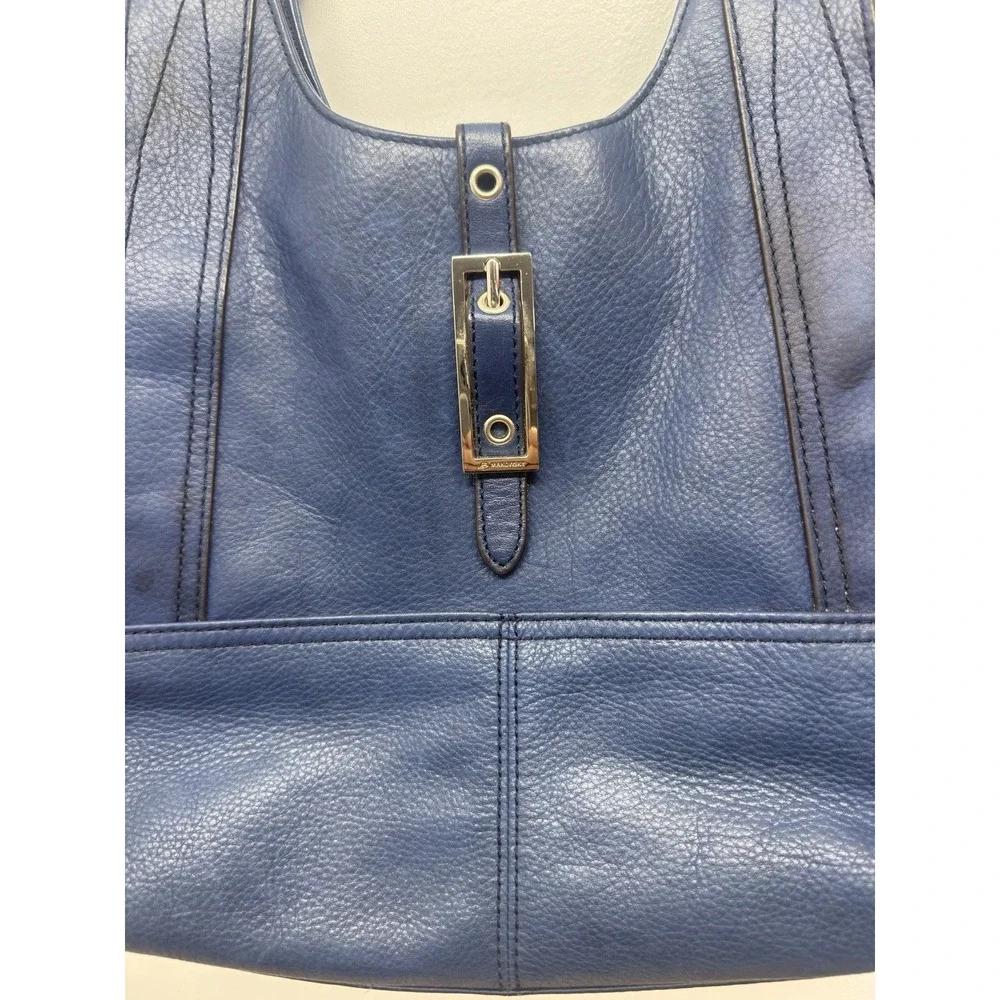 B Makowsky Blue Leather Hand Bag Purse Hobo‎ Shoulder Bag #33